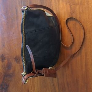 Fossil Tri-Color Leather Crossbody Purse, Black/White/Brown